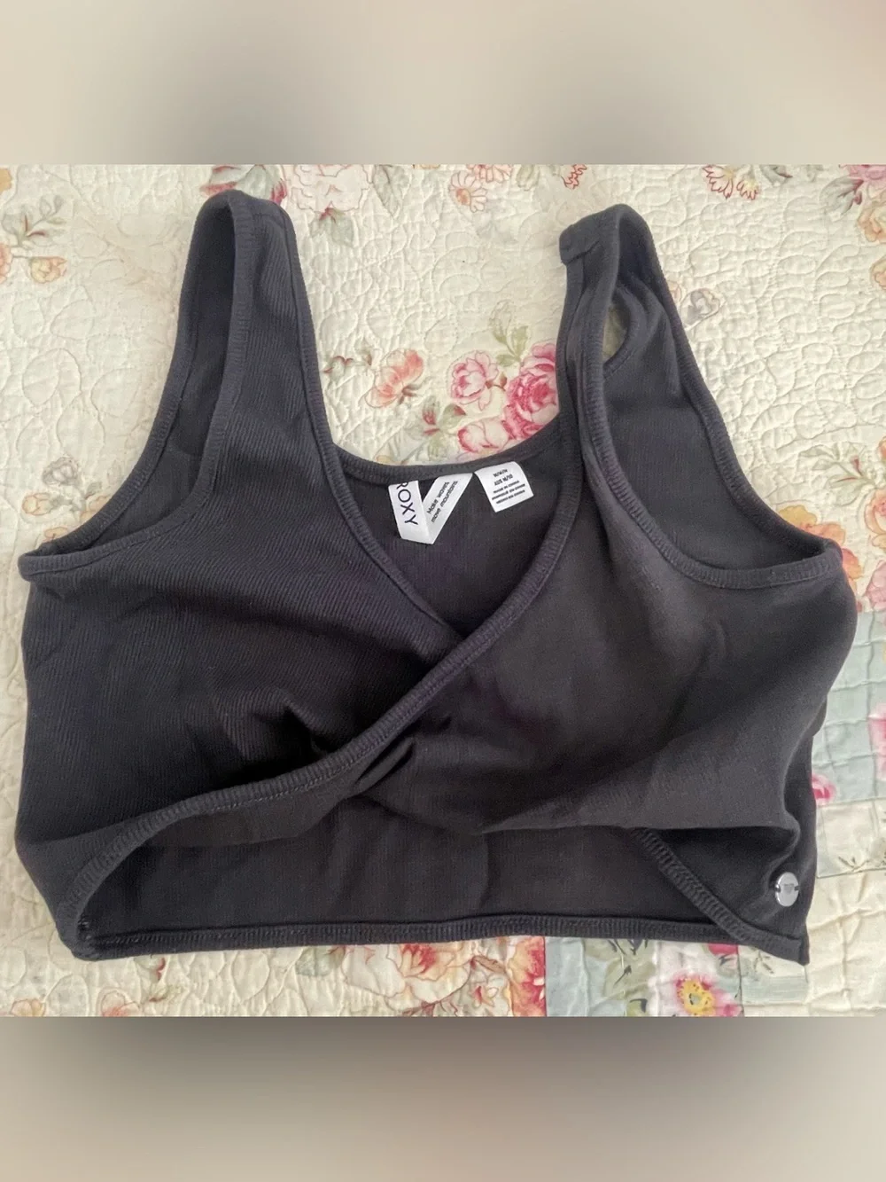 Roxy Charcoal Ribbed Tank - Picture 1 of 5
